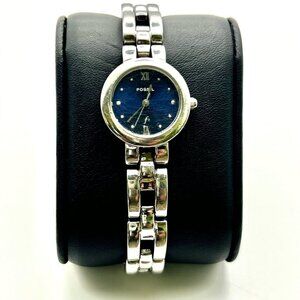 FOSSIL Silver and Blue Ladies Watch Working